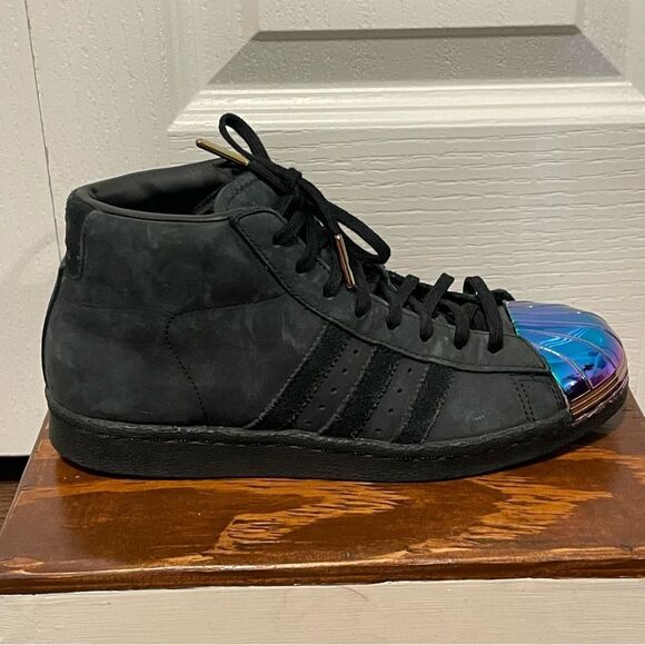 Adidas Pro Model Suede Superstar Metal Toe Midtop Sneakers Shoes Black Size 6.5 - Picture 5 of 11